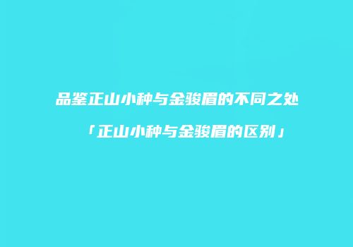 品鉴正山小种与金骏眉的不同之处「正山小种与金骏眉的区别」