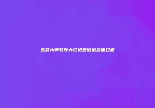 品茶大师教你大红袍壶泡出最佳口感