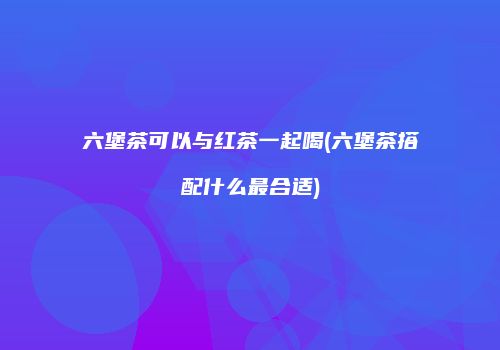 六堡茶可以与红茶一起喝(六堡茶搭配什么最合适)