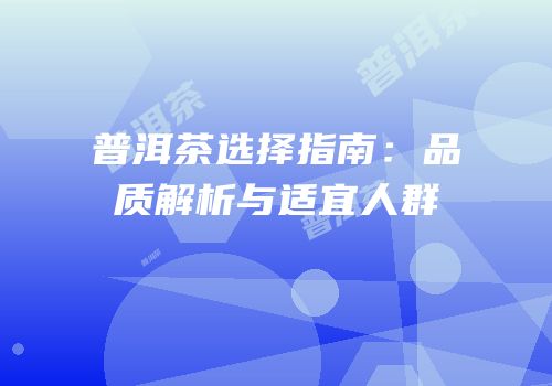 普洱茶选择指南：品质解析与适宜人群