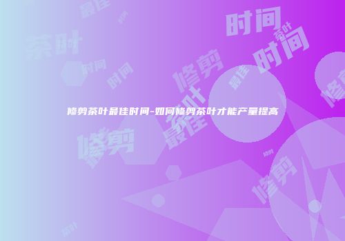 修剪茶叶最佳时间-如何修剪茶叶才能产量提高