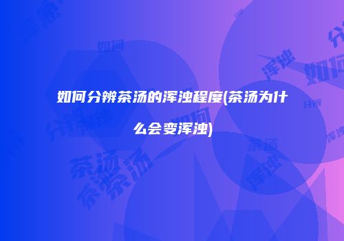 如何分辨茶汤的浑浊程度(茶汤为什么会变浑浊)