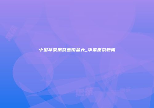 中国华莱黑茶营销最大_华莱黑茶新闻