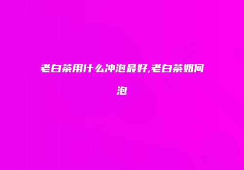 老白茶用什么冲泡最好,老白茶如何泡