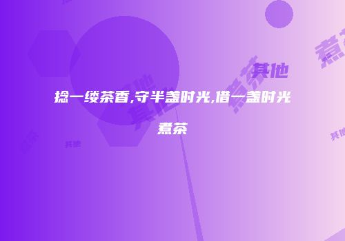 捻一缕茶香,守半盏时光,借一盏时光煮茶