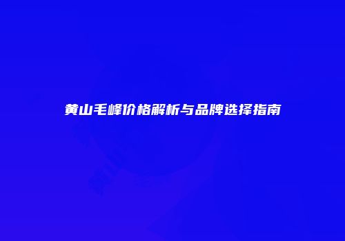 黄山毛峰价格解析与品牌选择指南