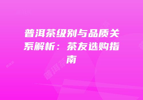 普洱茶级别与品质关系解析：茶友选购指南