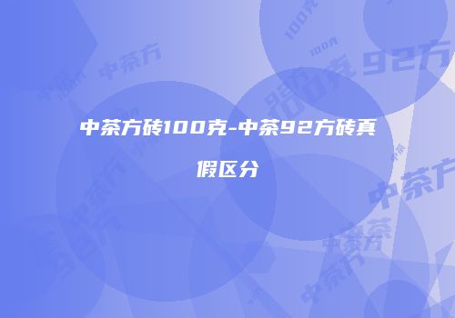 中茶方砖100克-中茶92方砖真假区分