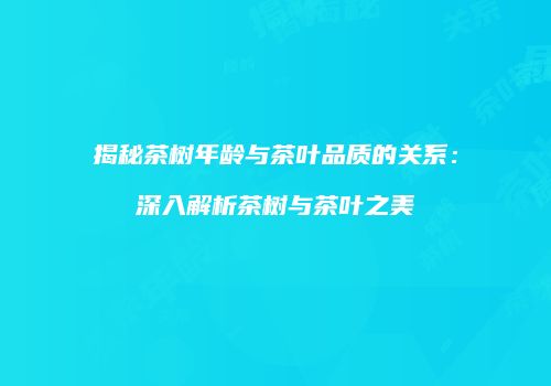 揭秘茶树年龄与茶叶品质的关系：深入解析茶树与茶叶之美