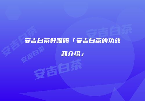 安吉白茶好喝吗「安吉白茶的功效和介绍」