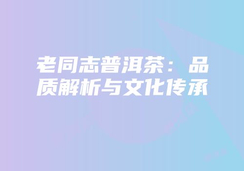 老同志普洱茶：品质解析与文化传承