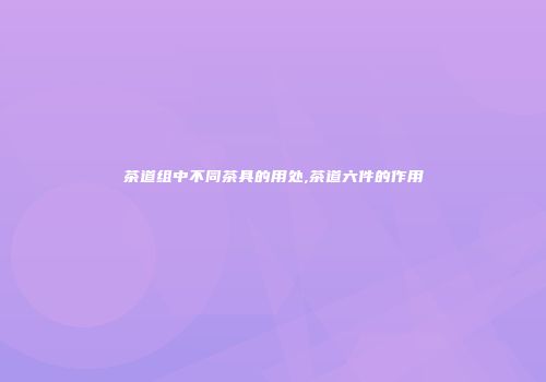茶道组中不同茶具的用处,茶道六件的作用