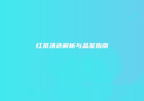 红茶汤色解析与品鉴指南