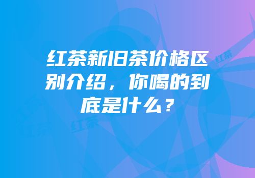 红茶新旧茶价格区别介绍，你喝的到底是什么？