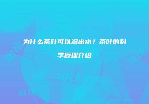 为什么茶叶可以泡出水？茶叶的科学原理介绍