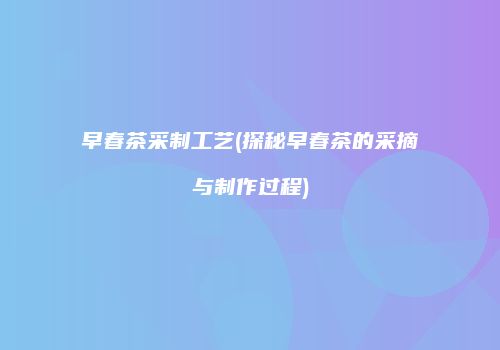 早春茶采制工艺(探秘早春茶的采摘与制作过程)