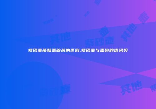 紫砂壶茶和盖碗茶的区别,紫砂壶与盖碗的优劣势