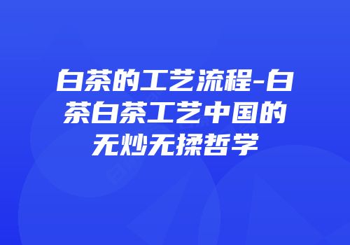 白茶的工艺流程-白茶白茶工艺中国的无炒无揉哲学