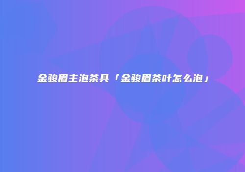 金骏眉主泡茶具「金骏眉茶叶怎么泡」