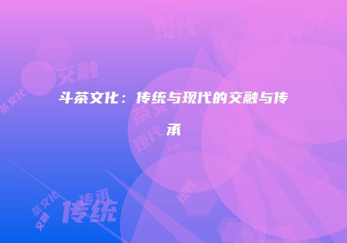 斗茶文化：传统与现代的交融与传承
