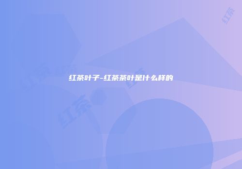 红茶叶子-红茶茶叶是什么样的