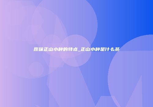 原味正山小种的特点_正山小种是什么茶