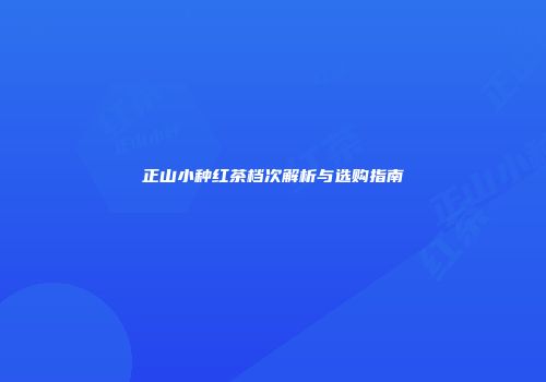 正山小种红茶档次解析与选购指南