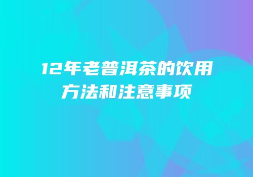 12年老普洱茶的饮用方法和注意事项