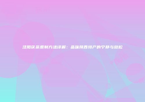 泾阳茯茶煮制方法详解：品味陕西特产的宁静与放松