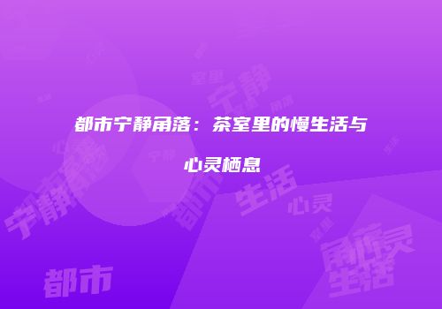 都市宁静角落：茶室里的慢生活与心灵栖息