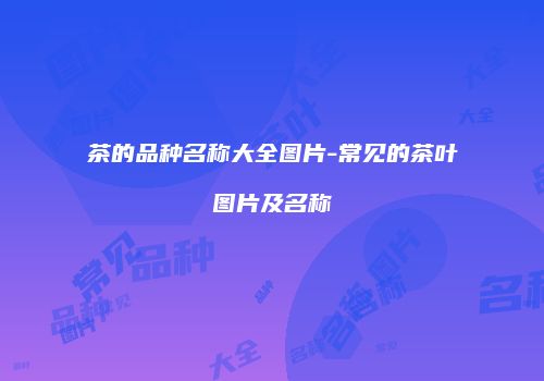 茶的品种名称大全图片-常见的茶叶图片及名称