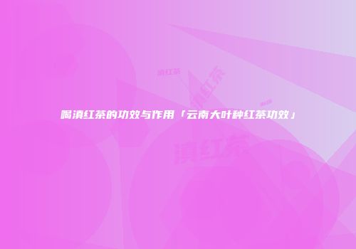 喝滇红茶的功效与作用「云南大叶种红茶功效」