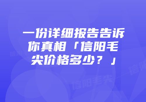 一份详细报告告诉你真相「信阳毛尖价格多少？」