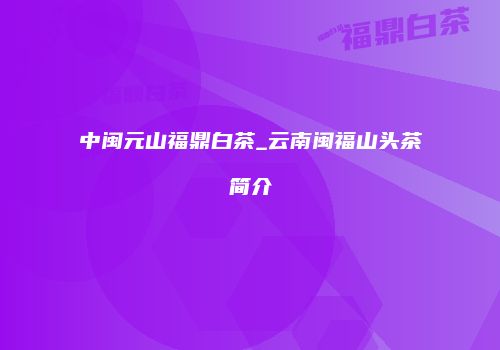 中闽元山福鼎白茶_云南闽福山头茶简介