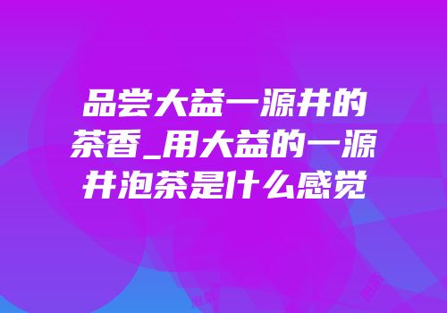 品尝大益一源井的茶香_用大益的一源井泡茶是什么感觉