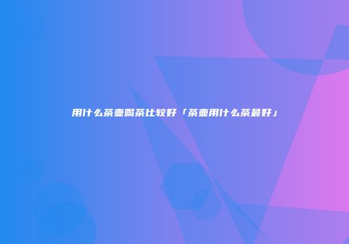 用什么茶壶喝茶比较好「茶壶用什么茶最好」