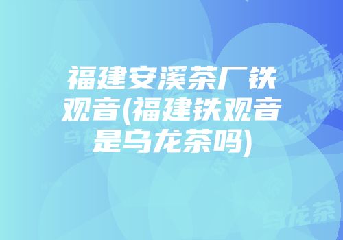 福建安溪茶厂铁观音(福建铁观音是乌龙茶吗)