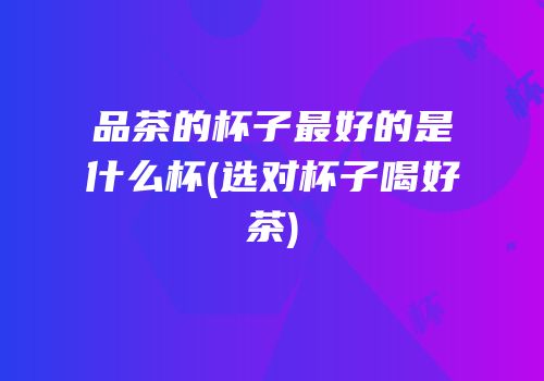 品茶的杯子最好的是什么杯(选对杯子喝好茶)