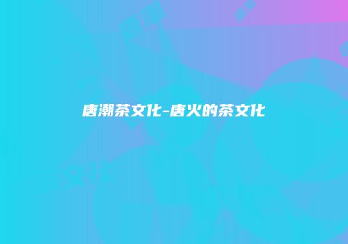 唐潮茶文化-唐火的茶文化