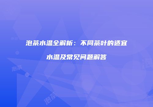 泡茶水温全解析：不同茶叶的适宜水温及常见问题解答