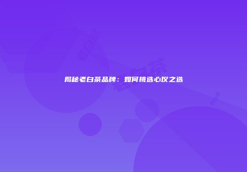 揭秘老白茶品牌：如何挑选心仪之选