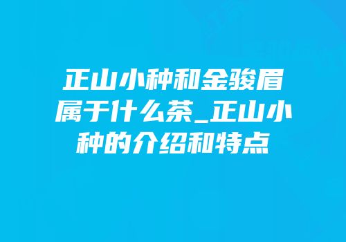 正山小种和金骏眉属于什么茶_正山小种的介绍和特点