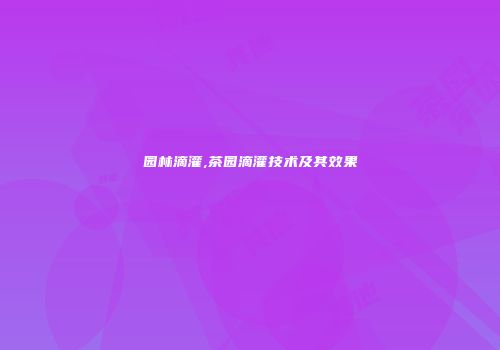 园林滴灌,茶园滴灌技术及其效果