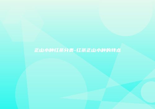 正山小种红茶分类-红茶正山小种的特点