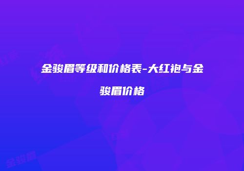 金骏眉等级和价格表-大红袍与金骏眉价格