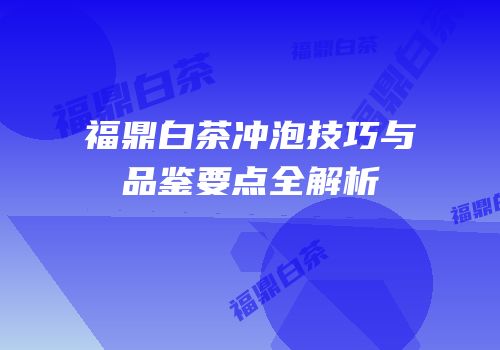 福鼎白茶冲泡技巧与品鉴要点全解析