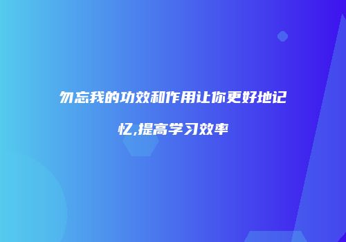 勿忘我的功效和作用让你更好地记忆,提高学习效率