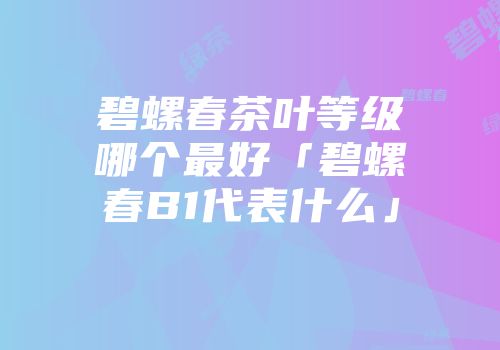 碧螺春茶叶等级哪个最好「碧螺春B1代表什么」