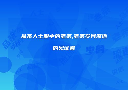 品茶人士眼中的老茶,老茶岁月流逝的见证者