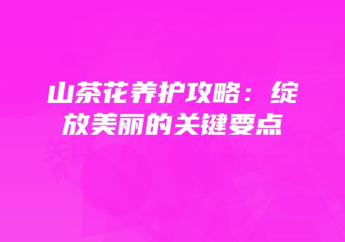 山茶花养护攻略：绽放美丽的关键要点